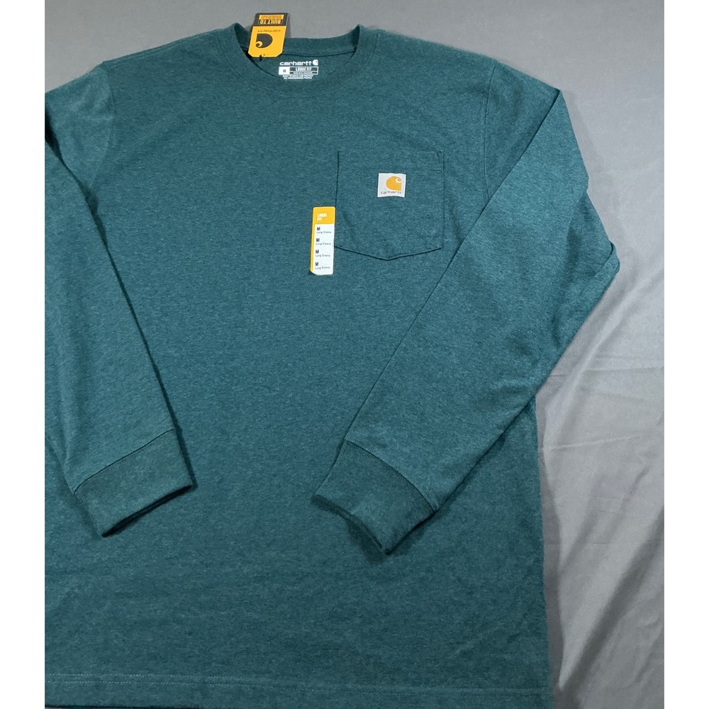 Carhartt Mens Loose Fit Heavyweight Long-Sleeve Pocket T-Shirt Green M K126-GM2 - Picture 12 of 12